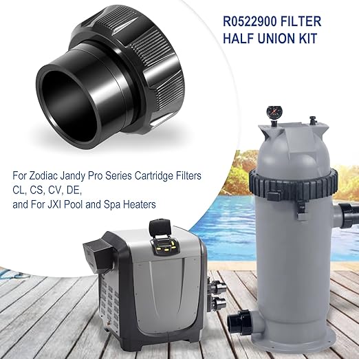 R0522900 Half Union Fitting with O-Ring Replacement Parts Fit for Zodiac Jandy Pro Series Cartridge Filters CL, CS, CV, DE, and for Jandy JXI Pool and Spa Heaters