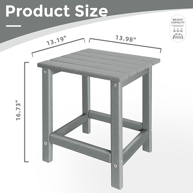 GARDENSTAR Outdoor Side Tables Adirondack, HDPE Small Table for Patio,Outside End Table for Porch, Deck, Pool, Weather Resistant/Easy Maintenance