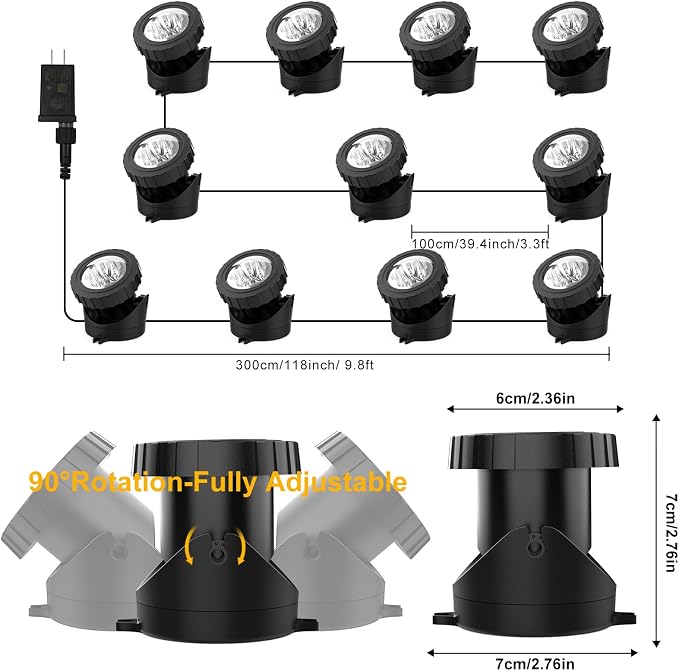 RGB Underwater Pond Lights, Super Bright LED Submersible Fountain Light Colored Landscape Spotlights, Bluetooth APP Control IP68 Waterproof for Fish Aquarium Tank Garden Yard Pool (Set of 12)