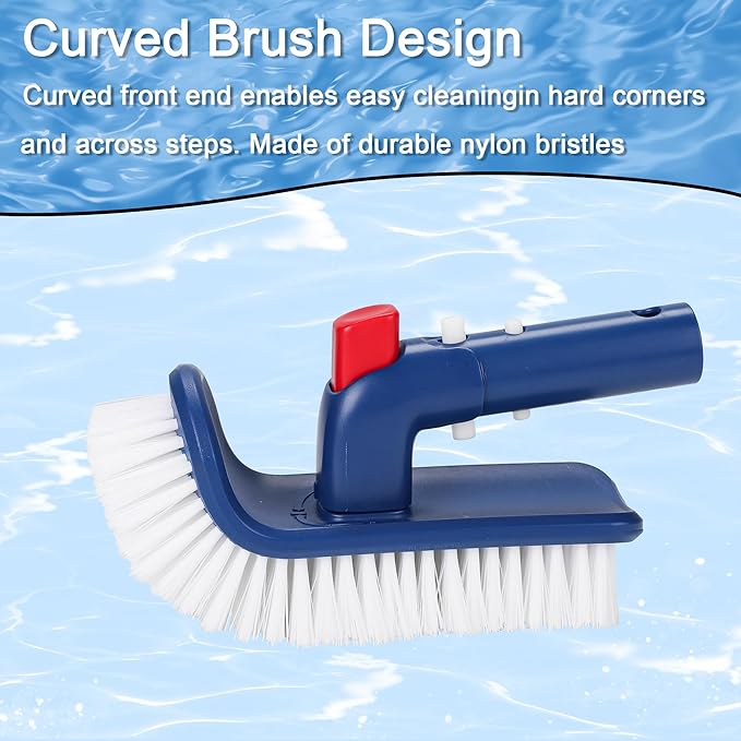 Pool Cleaning Kit Professional Heavy Duty Leaf Skimmer Net, Deep Bag Rake & Wall Scrubber Brush, 4-Piece Pool Cleaning Equipment Set for Above Ground & Inground Pools (Pole Not Included)