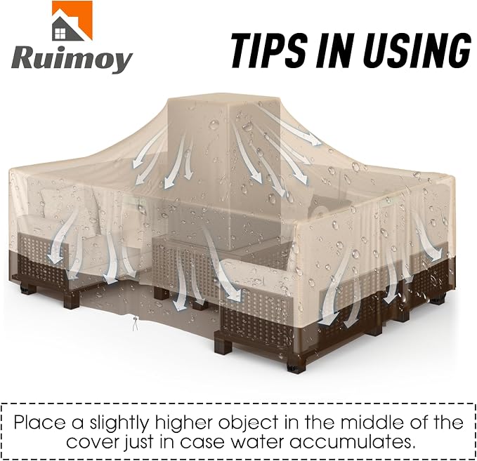 Patio Furniture Covers, Outdoor Furniture Cover Waterproof, General Purpose, Outside Table and Chair Covers, Heavy Duty 600D (98 Inch L x 78 Inch W x 32 Inch H)-Brown