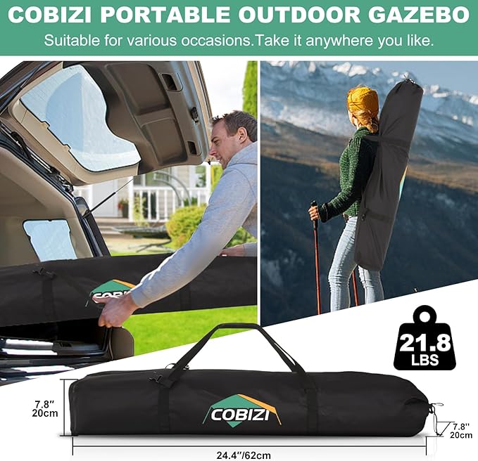 COBIZI 10x10 FT Pop up Gazebo, Popup Canopy Tent,Instant Screened in Gazebos, Waterproof Portable Outdoor Small Screen Tents Sun Shelter,carpas para Patio for Camping, Garden and Backyard,Blue