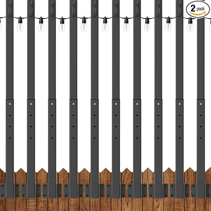 NUERPO 10 Pack String Light Poles,2.8Ft Metal Poles for Outdoor String Lights,Outdoor Light Poles with Post,Poles/Stand for Outside,Patio,Deck,Backyard,Garden Wedding,Party
