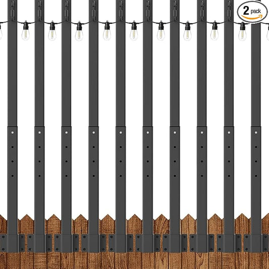 NUERPO 10 Pack String Light Poles,2.8Ft Metal Poles for Outdoor String Lights,Outdoor Light Poles with Post,Poles/Stand for Outside,Patio,Deck,Backyard,Garden Wedding,Party