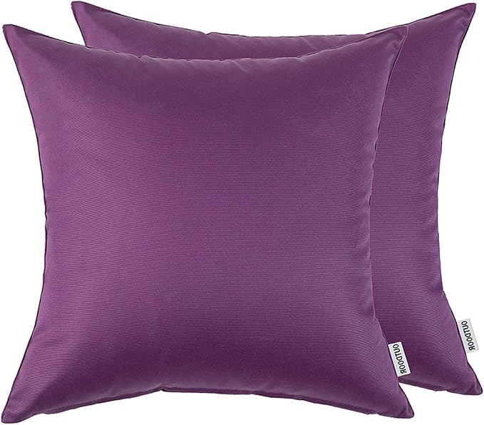 MIULEE Pack of 2 Decorative Outdoor Waterproof Pillow Covers Square Garden Cushion Sham Throw Pillowcase Shell for Spring Patio Tent Couch 18x18 Inch Purple