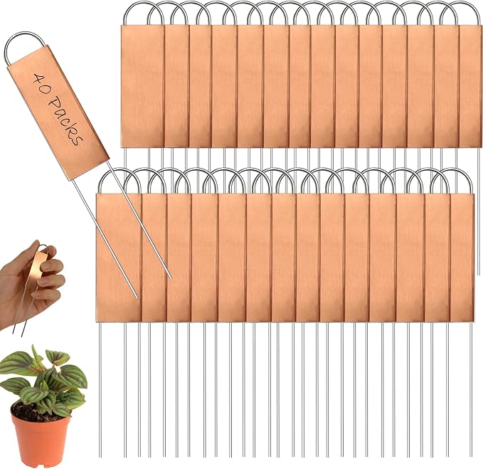 40 Pieces Metal Plant Labels 6 Inch Copper Metal Plant Tags Garden Label Markers Outdoor Planting Garden Markers for Plants Vegetables Herb Seedlings Flowers