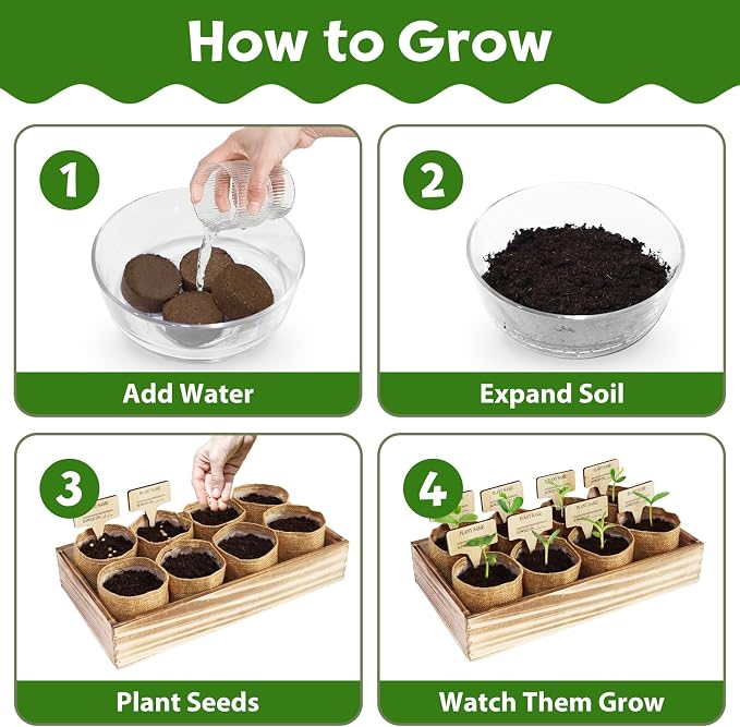 LUOJIBIE Herb Garden Kit Indoor, Herb Growing Kit with Seeds & Tools | Birthday Gifts for Women Men Mom Dad Girls Boys, House Warming Gifts New Home, Anniversary Wedding Gifts, Kitchen Décor