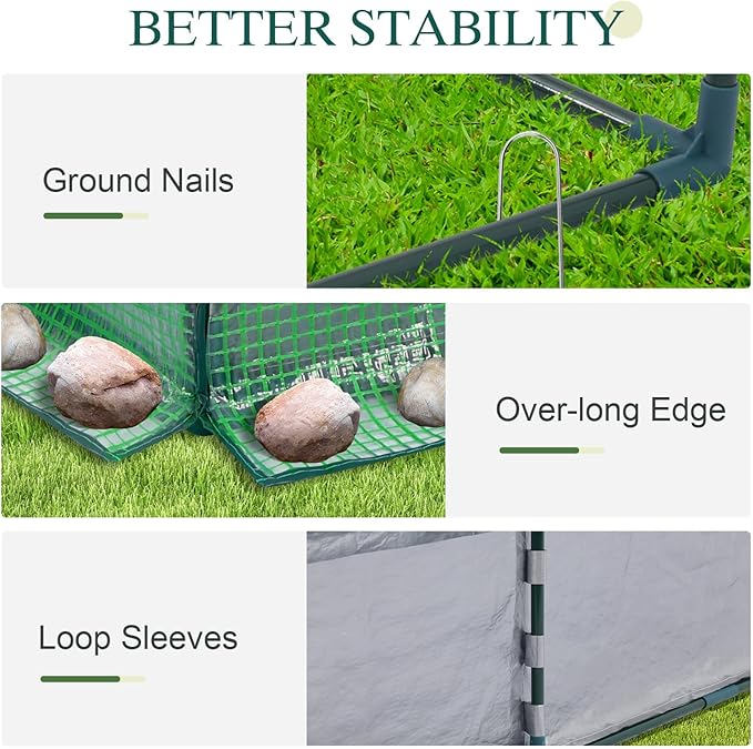 BPS 6x3x3 FT Raised Garden Bed with Green PE Cover, Portable Mini Greenhouse with 2 Zipper Windows for Patio, Garden, Yard
