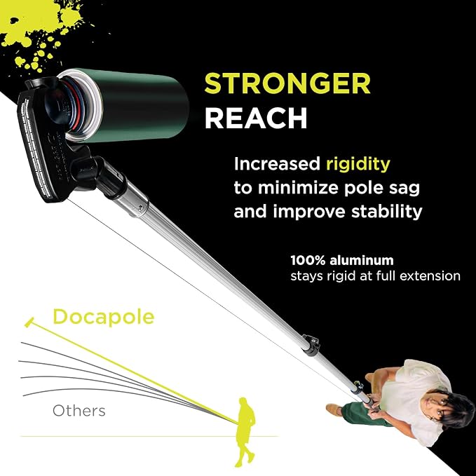 DOCAZOO DOCA Telescoping Pole 7-30 Ft - Extension Pole for Cleaning, Feather Duster, Window Washing Kit, Paint Roller, Window Squeegee - High Reach Extendable Kit for Indoor & Outdoor - Pole Only