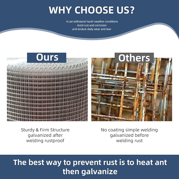 Hardware Cloth,1/4inch 48inx100ft 23 Gauge,Double-Layer Hot-Dip Galvanizing After Welding,Chicken Wire Fence Wire Mesh Fence Poultry Netting Garden Fence Tree Guard Rolls