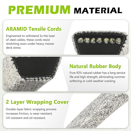 954-05021 Mower Deck Belt for Cub Cadet 42 Inch XT1 LT42 XT2 LX42 Craftsman T210 T2200 MTD 754-05021 Lawn Mower - Aramid Cord, 1/2" X 100"
