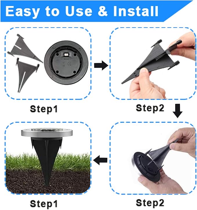 4.6 Inch Diameter Solar Ground Lights, Waterproof Solar Garden Lights, Outdoor Garden Waterproof Bright in-Ground Light, Landscape Lighting for Pathway,Yard,Lawn,Patio,Walkway (8 Pack White Light)
