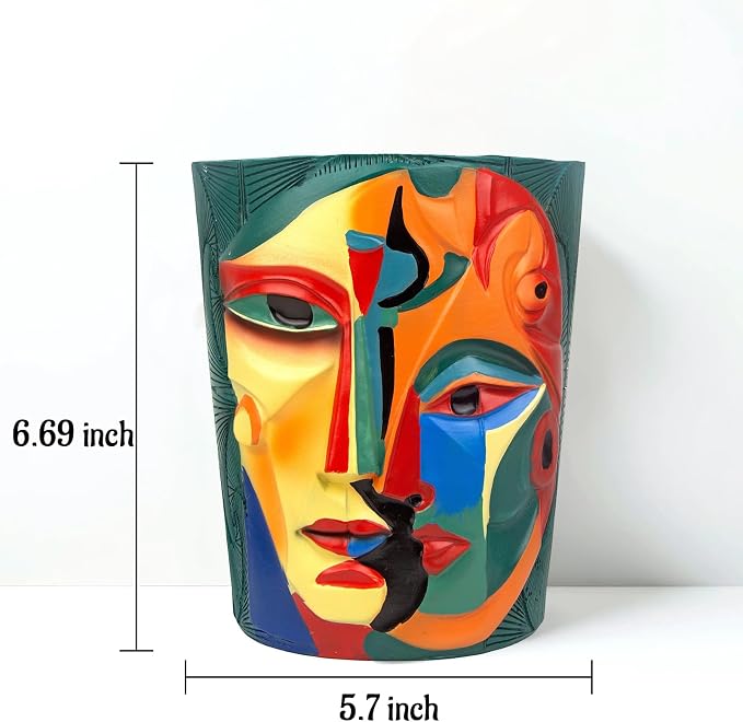 Mrlikale Abstract Face Planter Pots with Drainage Hole for Indoor Plants | 6.6 Inch Hand-Painted Funny Face Flower Pot for Succulents, Shelves, Desks, and Modern Home Decor