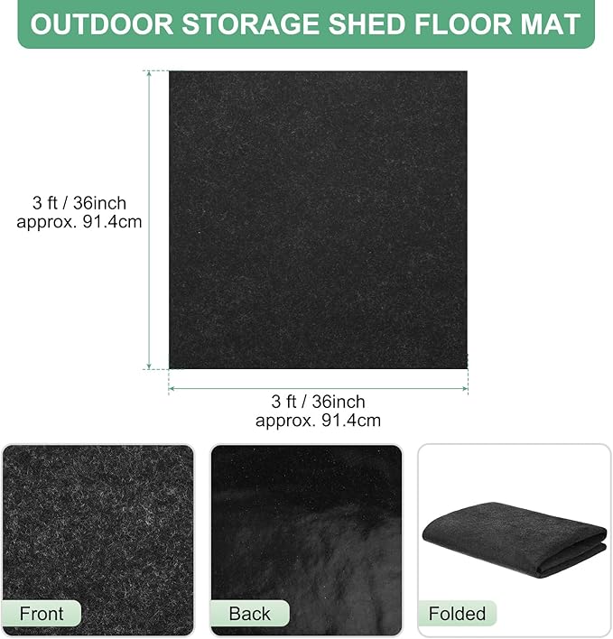 M METERXITY Outdoor Storage Shed Mat, 3x3 FT Waterproof Small Shed Flooring Mat for Patio Furniture Floor Protecting from Wear/Liquid/Dust/Oil, Non-Slip Carport Pad [Grey]