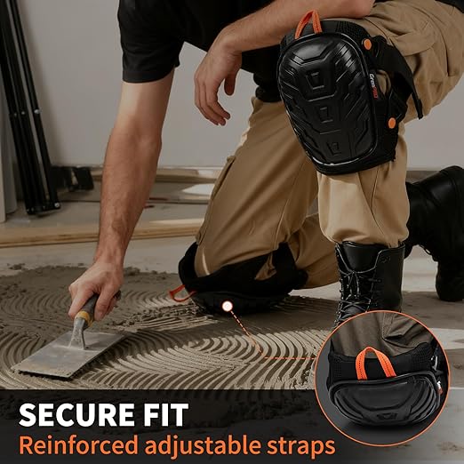 GRENPRO Professional Knee Pads for Work,Heavy Duty Thick Foam Knee Pads Tools, Knee Pad with Soft Gel Cushion for Construction, Work, Flooring, Gardening, Cleaning, Tiling,Upgraded Black
