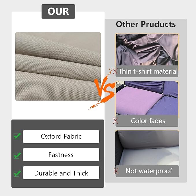 FLYMEI Patio Cushion Covers 24x22x4 Waterproof Outdoor Cushion Cover Replacement 4Packs Outdoor Seat Cushion Slipcover for Rattan Chair Sofa, Beige