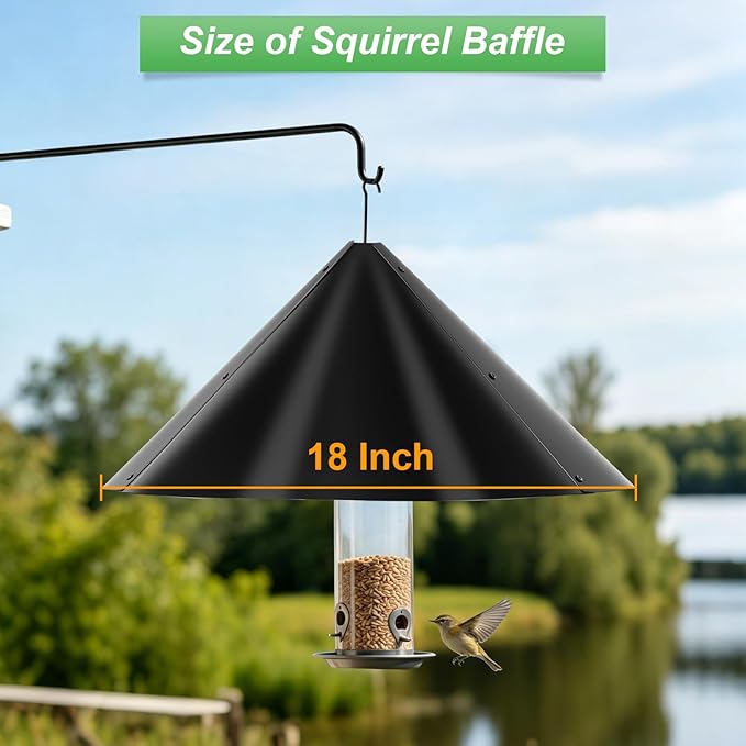 Metal Squirrel Baffle for Bird Feeder Pole, Squirrel Cone for Bird Feeder Pole, Outdoor Squirrel Guard for Bird Feeder Poles, Shepherd’s Hook, Outside Hanging Feeder, Heavy Duty, 1 Pack