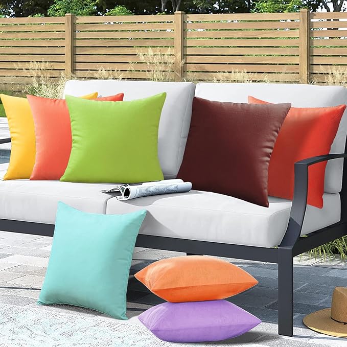VAKADO Outdoor Waterproof Throw Pillow Covers 18X18 Set of 2 Decorative WineRed Patio Furniture Cushion Cases Outside Decor for Couch Garden Bench Porch