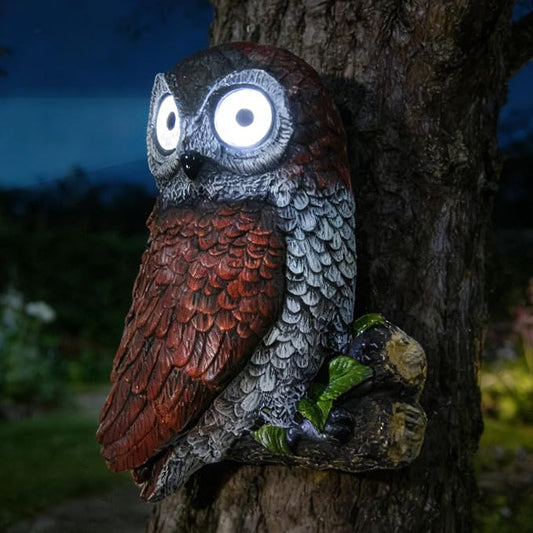 Sheaifun Owl Garden Statue Owl Solar Lights Outdoor Garden Resin Yard Outdoor Hanging Decor for Outside Gardening Housewarming Gifts for Women 5.5x2.5x7.5 Inch