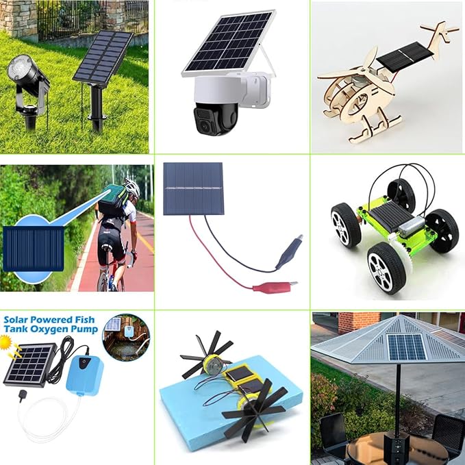 10 Pcs Small Solar Panels, 0.45W 3V 150ma Solar Panel Module DIY Polysilicon Epoxy Solar Power kit Cell Charger 55mm*60mm with Wire Clip for Light Flashlight Toys (10Pcs 3V+ Wire Clip)