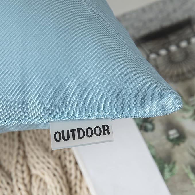 MIULEE Pack of 2 Decorative Outdoor Waterproof Pillow Covers Rectangular Garden Cushion Sham Throw Pillowcase Summer Shell for Spring Patio Tent Couch 24x24 Inch Blue
