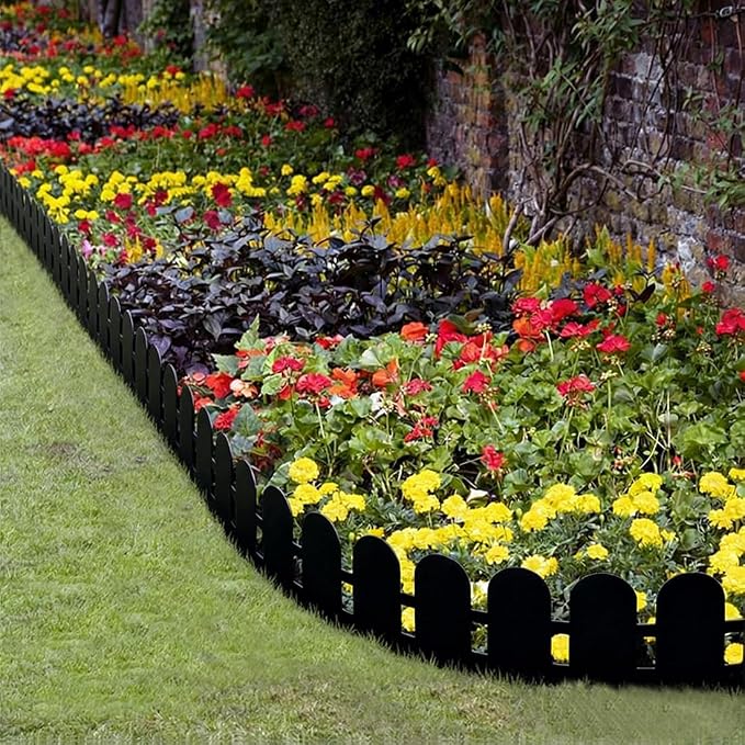 Garden Edging 66FT, Flexible Landscape Edging Borders [Extra High 5.5IN Tall] Plastic Lawn Borders, Tools-Free Lawn Edging Kit with 100pcs Stakes for Home, Pathway, Yards, Flowerbeds, Black