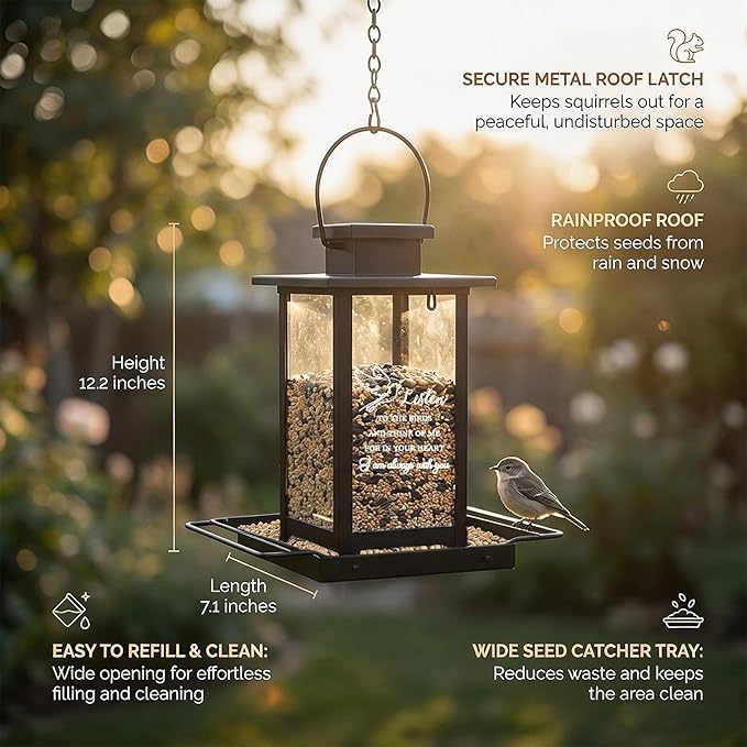 Memorial Bird Feeders for Outdoors, Sympathy Gifts for Loss of Loved One Dad Mom, Remembrance Condolences Bereavement Funeral Gift Idea, Grief Home Decor Sorry Loss Outside Garden
