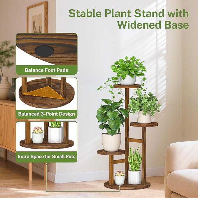 iDavosic.ly Tiered Plant Stand Indoor Set of 2, 4 Tier Corner Multi Flower Holder Shelf with Metal Trays & 3 Tier Small Plant Stand Indoor