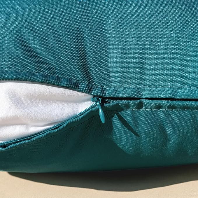 MIULEE Pack of 2 Decorative Outdoor Waterproof Pillow Covers Square Garden Cushion Sham Throw Pillowcase Shell for Spring Patio Tent Couch 18x18 Inch Teal Blue