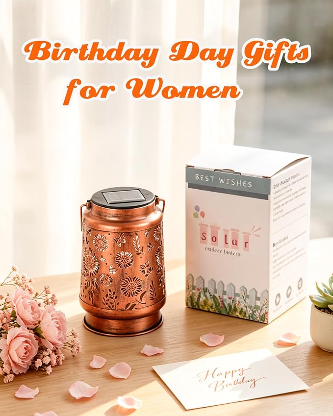 ANYTALK Birthday Gifts for Women Mom Grandma, Sunflower Solar Lanterns Outdoor Waterproof, Hanging Solar Lights for Yard, Patio, Porch, Garden Decor