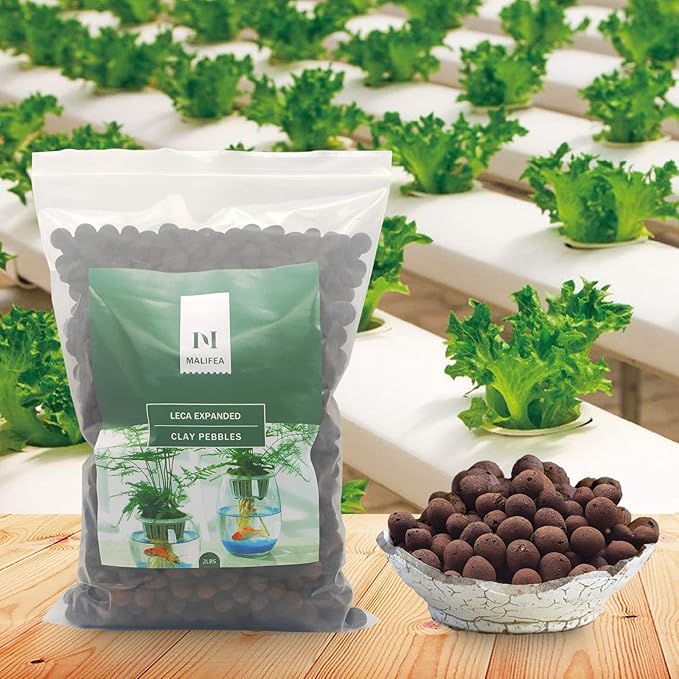 2LBS Leca Expanded Clay Pebbles Hydroponics Supplies for Indoor Garden Plants (2LBS)
