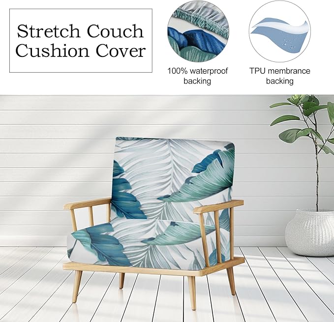 CALBODE 8Pcs Stretch Patio Cushion Covers Outdoor Couch Cover Replacement,Outdoor Sofa Covers for Patio Couch,Washable Furniture Cover (Tropical Flavor,Cushions Not Included)