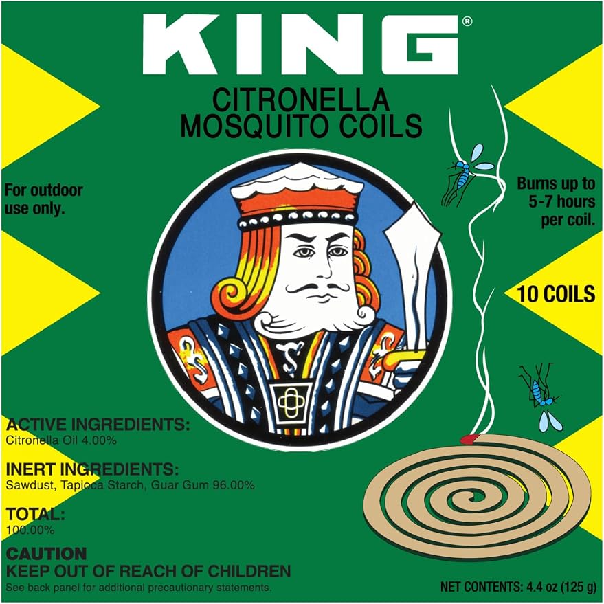 KING Mosquito Coils – Hawaii’s Most Trusted Citronella Protection – Each Coil's Scent Lasts up to 8 Hours (10 Coils)