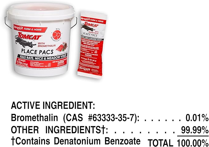 Tomcat Bromethalin Place Pacs Bait, Pest Control for Agricultural Buildings and Homes, Kill Rats and Mice