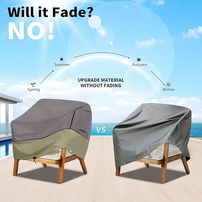 KylinLucky Outdoor Chair Covers Waterproof 31.5W x 33.5D x 36H inches 2pack, Heavy Duty Patio Furniture Cover for Outside Grey