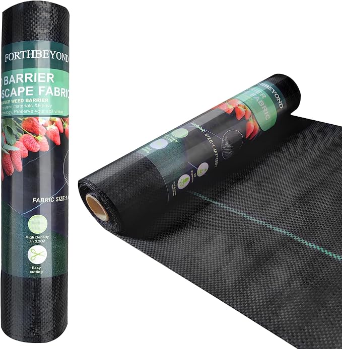1.4FT x 100FT Weed Barrier Fabric 3.2OZ Heavy Duty, Narrow Permeable Weed Control Cloth for Garden Beds, Path, Flower Edging