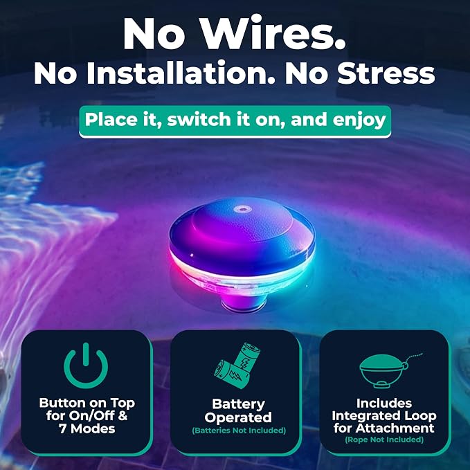 GAME LED Pool Lights for Above Ground & Inground Pools - Waterproof Floating Light Show with Multiple Color Modes - Easily Installable - Remote Controlled | Classic