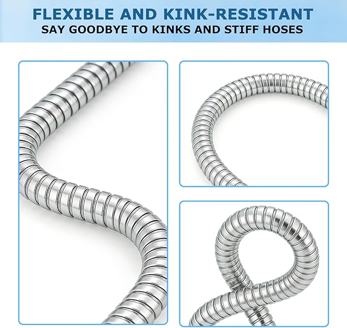 Short Stainless Steel Metal Garden Hose 3 ft, 3/4" Female to Female Solid Brass Connector, Small Leader Hose for Hose Reel, Durable, Flexible, Lightweight, Outdoor Water Hose Extension Adapter