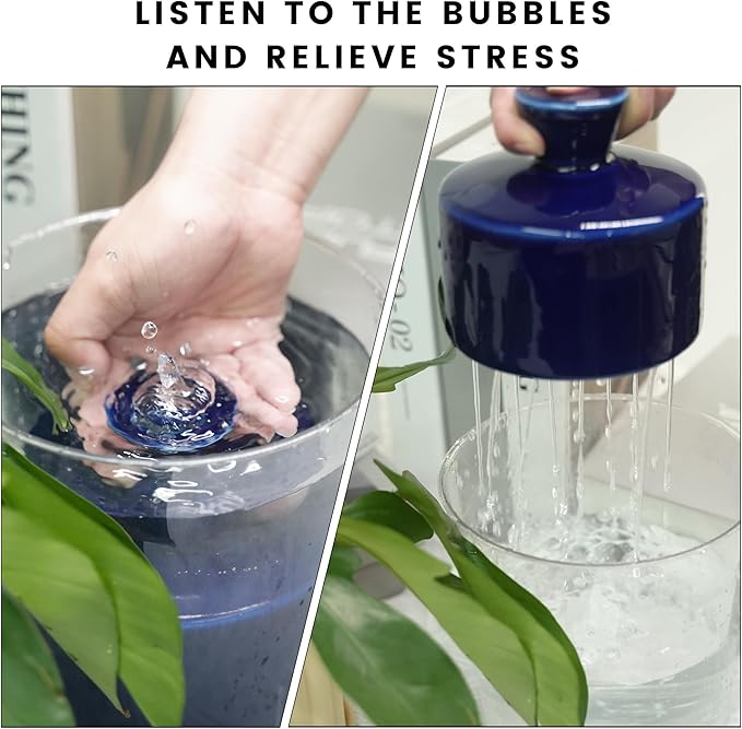 Watering Bell Thumb Pot Thumb Watering Cans Ornamental Plant Thumb Watering Hand-Painted Ceramic vase Ceramic Watering Bell Decor Indoor Outdoor House Warming Gifts(Deep Blue 19 fl oz)
