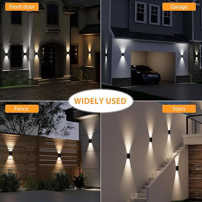 Solar Wall Light Outdoor , 3000/4000/6000K 3 Modes Dusk to Dawn Lighting Wall Sconce IP67 Waterproof Up and Down Solar Lights Outdoor Front Door Light for House, Garage, Porch, Doorway,Fence (6PACK)