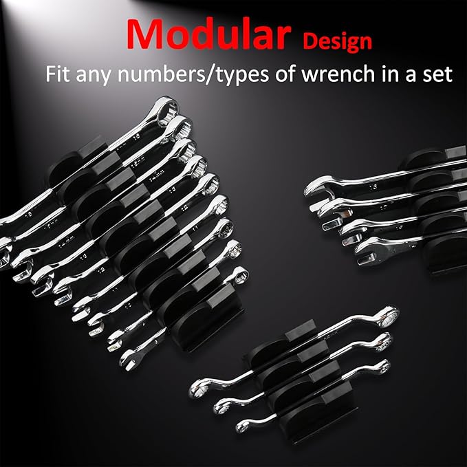 DEHOYI 24 pcs Modular Wrench Organizers for Tool Drawers - Wrench Rack with Metric&SAE Labels, Perfect Tool Storage Holder. Gift for father, brother and boyfriend (No-Magnet)