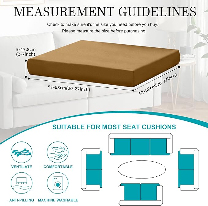 BIETYONE 12Pcs Stretch Patio Cushion Covers,Outdoor Couch Covers Replacement,Outdoor Couch & Sofa Slipcovers,for Patio Furniture Cushion Covers,Washable Reusable urniture Protector (Camel,Cover Only)