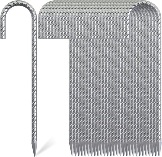 12 Inch J Hook Rebar Stakes 55 Pack, Heavy Duty Galvanized Steel Ground Stakes, Metal Tent Stakes Chain Link Fence Stakes for Inflatables, Yard Decorations, Camping, Garden