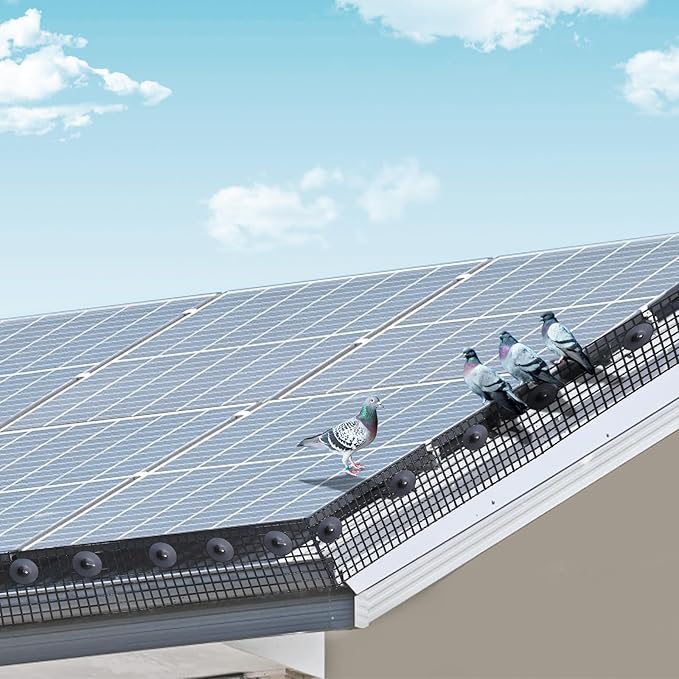 VEVOR 8inch x 98ft Critter Guard for Solar Panels, PVC Coated Wire Mesh Roll Kit with 50pcs Ties for Pigeon Deterrent, Bird, Squirrel Proof, Black