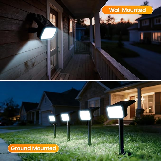 Fabrito 10 Pack Solar Spot Lights Outdoor Waterproof IP67, [108 LEDs, 4 Modes] Dusk to Dawn Spotlights with 1500mAh Battery for All Night, Landscape Lights for Tree, Yard, Pool, Pathway, Cool White