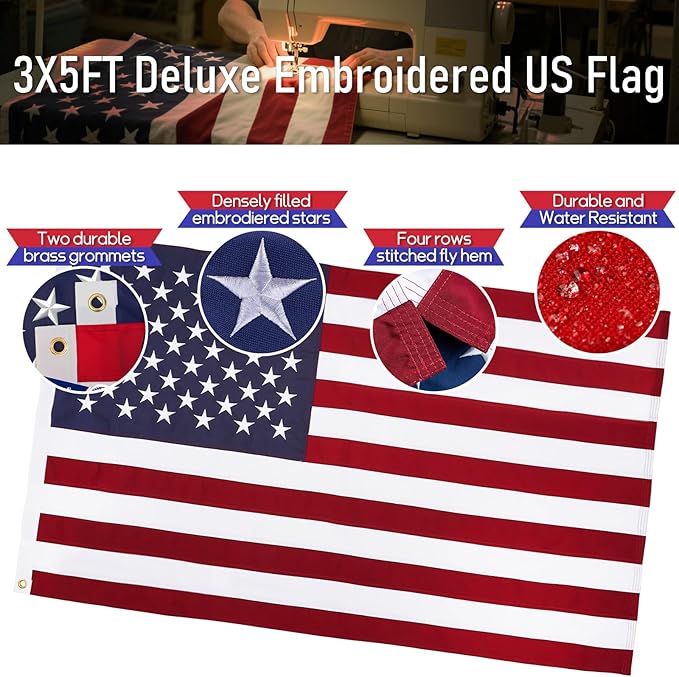 LETSTRY 7FT Black Flag Pole Kit for Outside House with American Flag & Solar Light,1" Thickened Stainless Steel Wall Mount Flagpole with 180°Adjustable Bracket for Residential Outdoor Porch