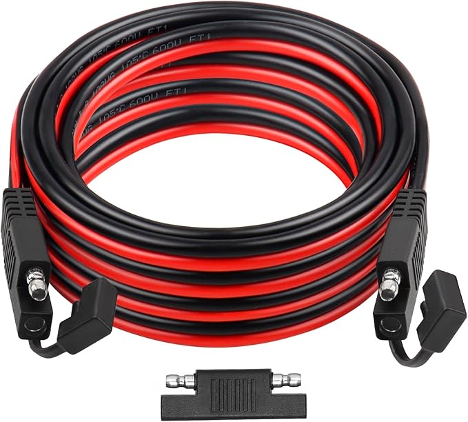 XRDS -RF SAE Extension Cable 20FT– Heavy Duty 10AWG Tinned Copper Wire with SAE Battery Cable Terminal Connectors for Automotive, RV, Marine, and Solar Applications.