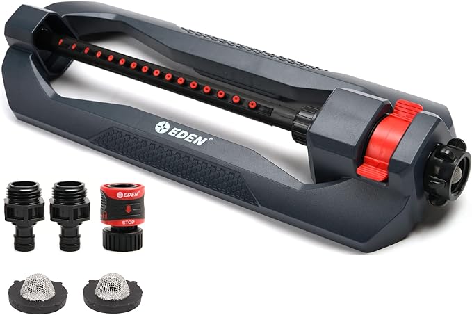 XT Turbo Oscillating Sprinkler & Eden 96213 Lawn & Garden Essential Oscillating Sprinkler | Water Sprinkler for Yard,Covers up to 3,600 sq. ft., Heavy Weight Base