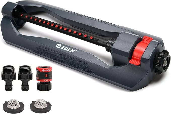 Eden Heavy Duty 4,973 sq ft Metal Oscillating Sprinkler and 3,600 sq ft Essential Oscillating Sprinkler Bundle