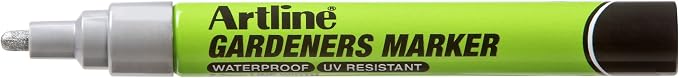 Artline Gardeners Markers | Professional Series | For Use On Plants, Labels, and More | UV Resistant | Waterproof | EKPR-GDM | 2.3mm Bullet Tip | Pack of 12 | Silver